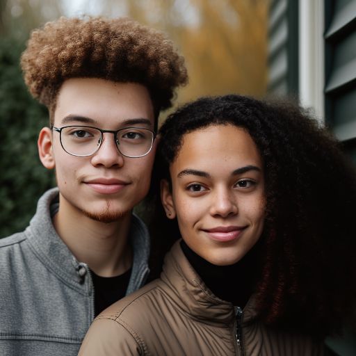Siblings outdoors: brother and sister portrait