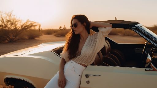 Fashion shoot with vintage car