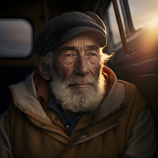 Aged Fisherman at Sea