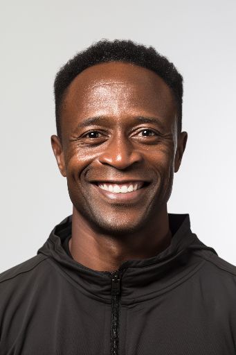 Studio portrait of a smiling african man in black top