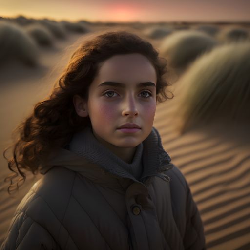 A young child walks through the dunes at dusk, their face full of wonder and amazement.