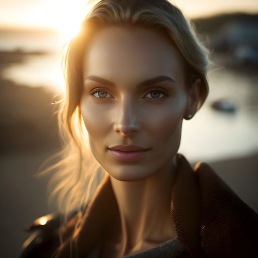 portrait of a beautiful swedish woman walking at the sea
