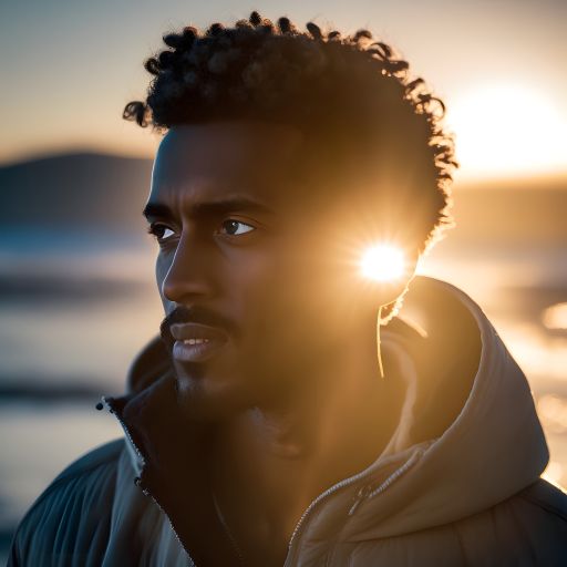 Winter Walk: A Ethiopian Man at the Sea