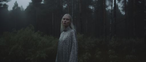 Woman posing in forest. Editorial shot
