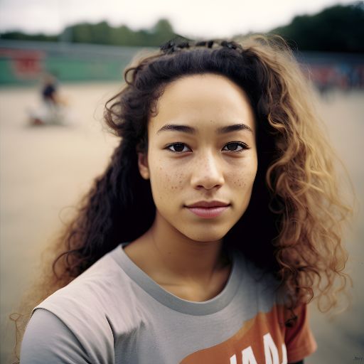 close-up portrait of a teen girl at public park