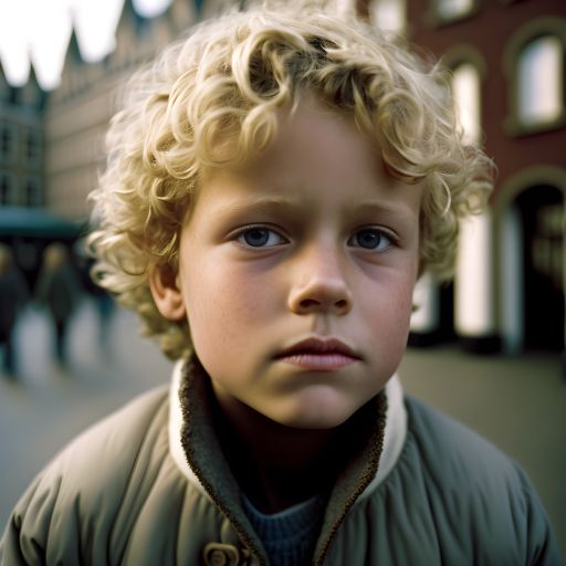The Wanderer: A Young Blond-Haired Boy Lost in Thought