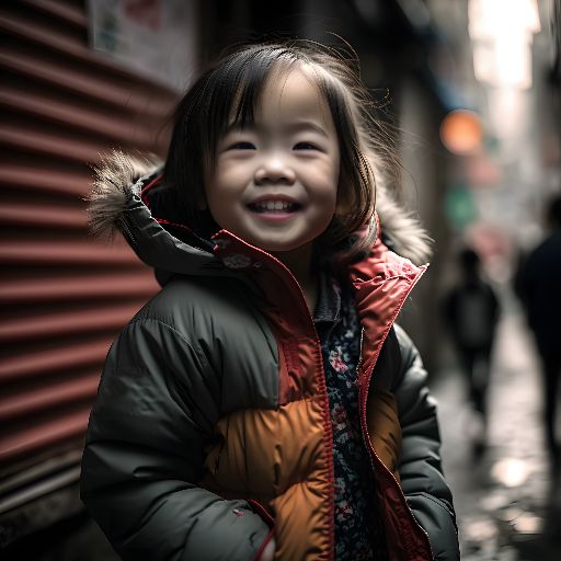 Joyful child in taipei: a street portrait