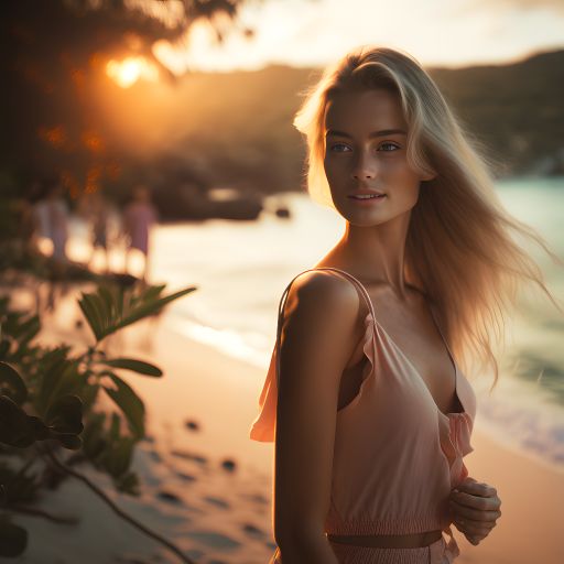 Portrait of a Woman in Soft Light at a Tropical Beach