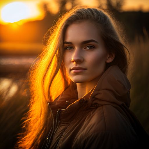 Young adult enjoying nature in the dutch countryside at dusk: an active lifestyle photography of a woman on a dirt road
