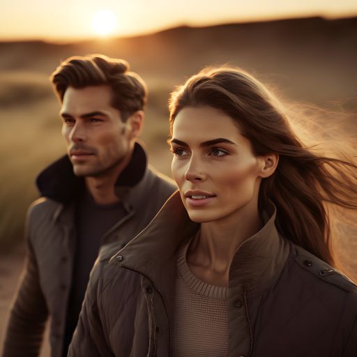 Portrait of a Couple Walking at the Dunes